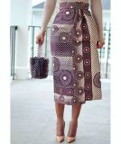 EVE Plus Size Print High Waist Split Long Skirt NY-10925