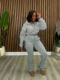EVE Zipper Padded Sweatshirt Lace-Up Pants Sweatsuit SFY-605