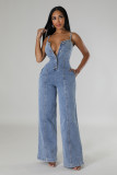 EVE Fashion Sling Denim Wide Leg Jumpsuit LX-6988