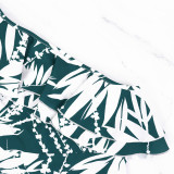 EVE Slash Shoulder Ruffles Print Long Dress GYLY-10568