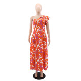 EVE Print Slash Shoulder Split Maxi Dress GYLY-10569