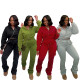 EVE Zipper Padded Sweatshirt Lace-Up Pants Sweatsuit SFY-605