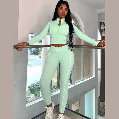 EVE Long Sleeve Slim Tops And Pants Two Piece Set XEF-K24S58276