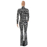 EVE Tie Dye Print Long Sleeve Two Piece Pants Set QXTF-8822