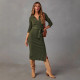 EVE Solid Color V Neck Knits Midi Dress OSM-4465