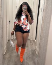 EVE Pre Order: About 7 work days shipping Casual Print V Neck T Shirt YUEM-400401