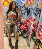 EVE Pre Order: About 7 work days shipping Casual Print V Neck T Shirt YUEM-400401