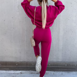 EVE Solid Color Hooded Long Sleeve Pants 2 Piece Set YMZY-9837