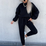 EVE Solid Color Hooded Long Sleeve Pants 2 Piece Set YMZY-9837