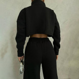 EVE Zipper Long Sleeve Sweatshirt Two Piece Pants Set YMZY-1045