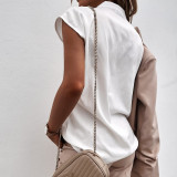 EVE Solid Color V Neck Short Sleeve T Shirt YMZY-9105