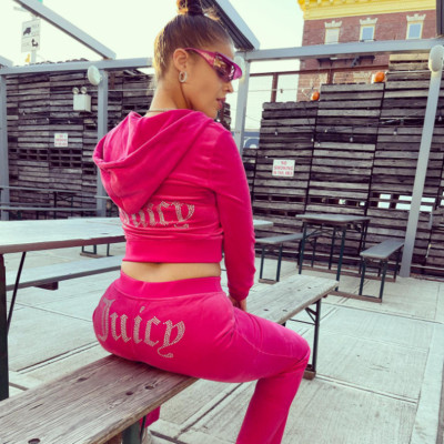 EVE Hot Drill Letter Print Hoodies Loose Pants Suit YMZY-9637