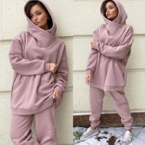 EVE Casual Hooded Sweatshirt Loose Two Piece Pants Set YMZY-9851