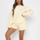 EVE Solid Color Loose O Neck Shorts 2 Piece Set YMZY-8025