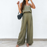 EVE Casual Sport Sling Tops And Pants Solid Suit YMZY-8028