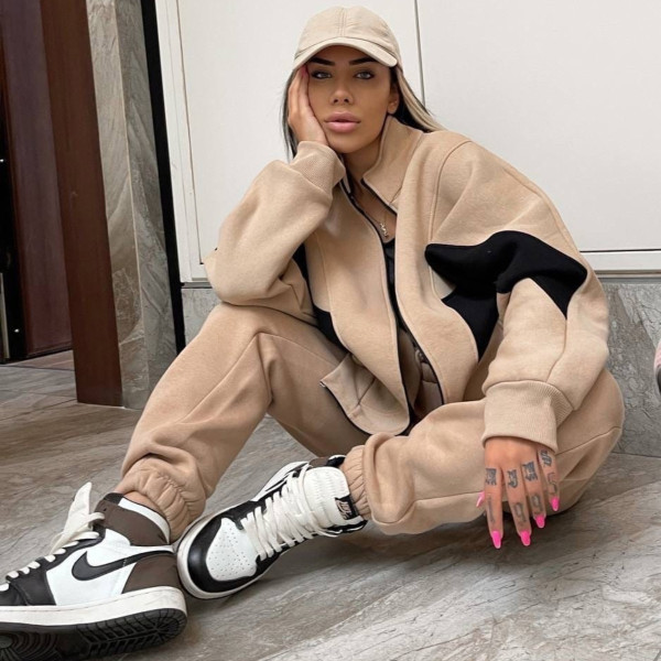 EVE Long Sleeve Zipper Coats Casual Sweatpants Suit YMZY-1951