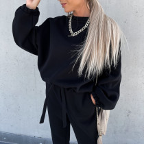 EVE Solid Color Hooded Long Sleeve Pants 2 Piece Set YMZY-9837