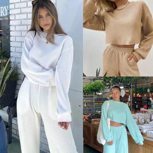 EVE Casual Loose Sweatshirt Pants 2 Piece Set YMZY-9701