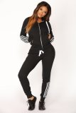 EVE Letter Print Hooded Long Sleeve Sweatshirt Pants Suit YMZY-021