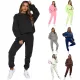 EVE Solid Color Long Sleeve Sweatshirt Two Piece Pants Set YMZY-9835