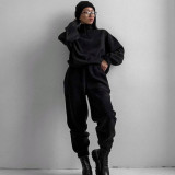 EVE Casual Loose Zipper Sweatshirt Pants Suit YMZY-5972