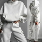 EVE Solid Color Sport Sweatshirt Two Piece Pants Set YMZY-1052