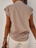 EVE Solid Color V Neck Short Sleeve T Shirt YMZY-9105