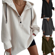EVE Casual Solid Color Shaker Fleece Sweatshirt Tops YMZY-21192
