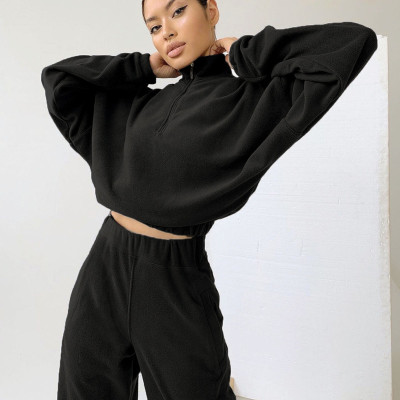 EVE Casual Zipper Long Sleeve Two Piece Pants Set YMZY-1964