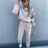 EVE Solid Color Hooded Long Sleeve Pants 2 Piece Set YMZY-9837