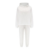 EVE Solid Color Sport Hooded Sweatshirt Pants Suit YMZY-0197