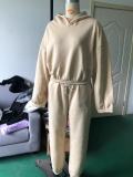 EVE Solid Color Long Sleev Hooded Drawstring Pants Suit YMZY-6509