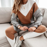 EVE Color Block Sweatshirt Two Piece Pants Set YMZY-615