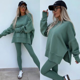 EVE Long Sleeve Solid Sweatshirt Skinny Pants Suit YMZY-60040