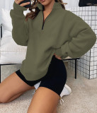 EVE Long Sleeve Zipper Patchwork Sweatshirt Tops YMZY-11505