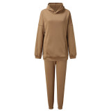 EVE Solid Color Long Sleeve Hoodies Pants 2 Piece Set YMZY-7107