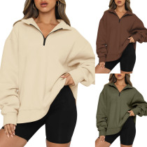 EVE Long Sleeve Zipper Patchwork Sweatshirt Tops YMZY-11505