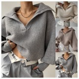 EVE Fashion Long Sleeve Knits Lapel Sweater YMZY-21138