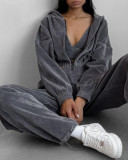 EVE Casual Loose Hooded Sweatshirt Two Piece Pants Set YMZY-2105