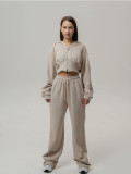 EVE Long Sleeve Zipper Hoodies Solid Color Pants Suit YMZY-866