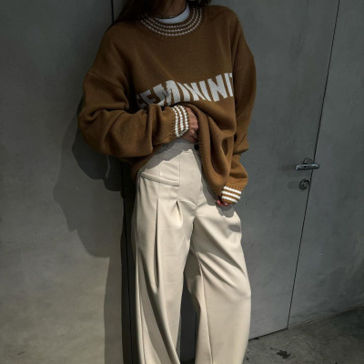 EVE O Neck Print Knits Long Sleeve Sweater YMZY-11301