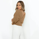 EVE Solid Color Knits V Neck Sweater YMZY-2016