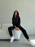 EVE Solid Long Sleeve Zipper Hoodies Two Piece Pants Set YMZY-904