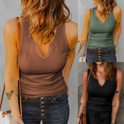 EVE Casual Sleeveless Solid Color Tops YMZY-9803