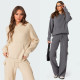 EVE Solid Color Loose Hooded Sweatshirt Pants Sport Suit YMZY-11305