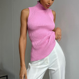 EVE High Neck Solid Color Sleeveless Tops YMZY-21141