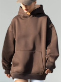 EVE Solid Color Loose Hooded Sweatshirt YMZY-61901