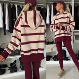 EVE Print Loose Hooded Sweatshirt Two Piece Pants Set YMZY-80070