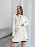 EVE Long Sleeve Knit Button Sweater Skirt Two Piece Set YMZY-7526