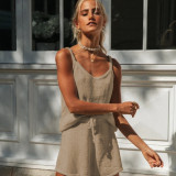 EVE Solid Color Sling Sweater Two Piece Shorts Set YMZY-1025